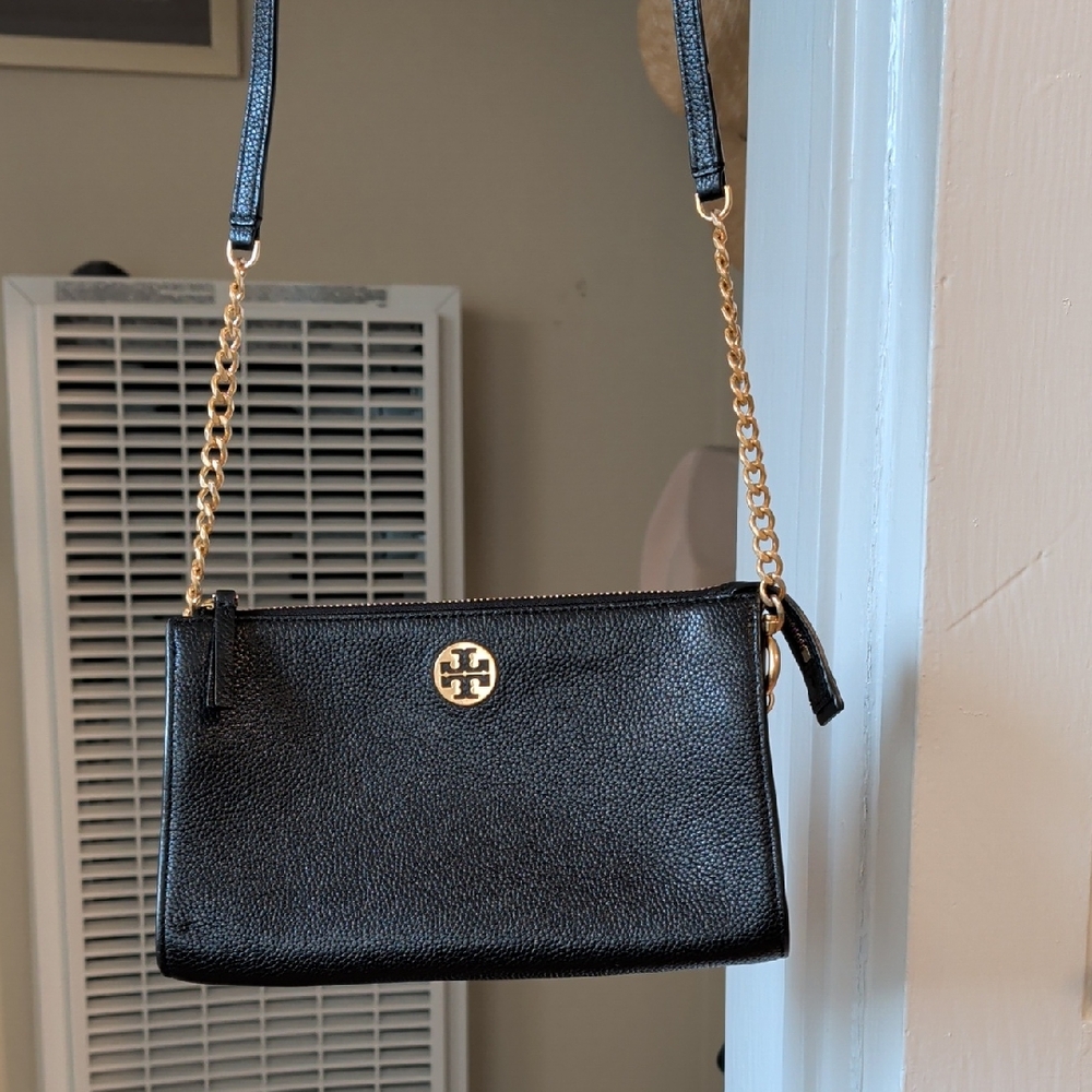 Tory Burch Black Crossbody Bag with Gold Chain